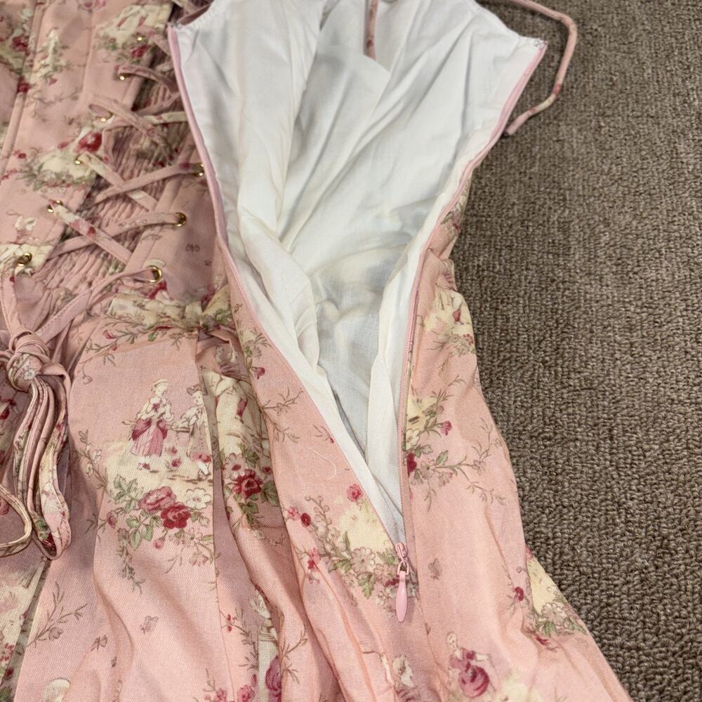 Women’s Pink Floral Tie-Shoulder Sundress - Picture 7 of 10